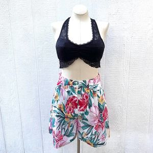Vintage 80s White Floral High Waisted Cotton Shorts Tropical Stefanie Edwards 14
